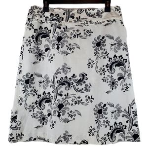 H&M Black & White Paisley Floral Skirt Size 10 Womens